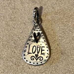 Brighton LOVE Notes Charm Hammered silver Cutout heart Teardrop shape Retired